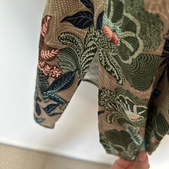 Evereve Maxi Wrap Kimono Size S Mindy Green Floral - Picture 5 of 14